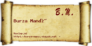 Burza Manó névjegykártya